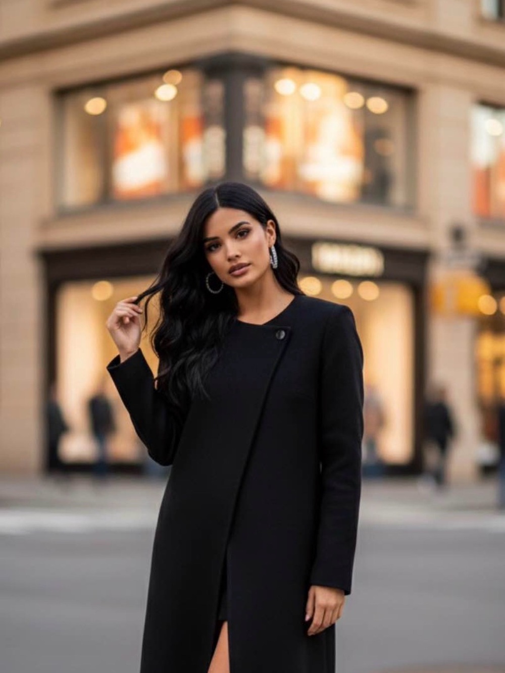 Aritzia Babaton Gulliver Long Black Asymmetrical Coat Size 4
